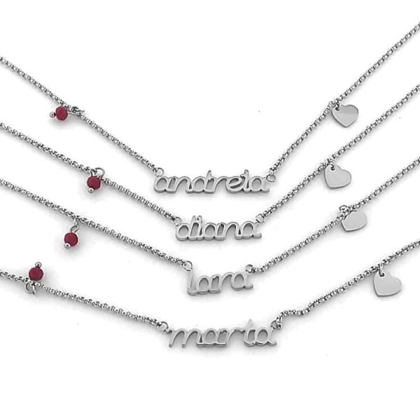 Colar em aço prateado com Nome personalizado Colar em aço prateado com Nome personalizado
