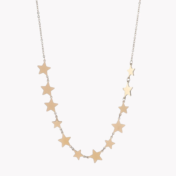 Colar em aço com estrelas no fio dourado