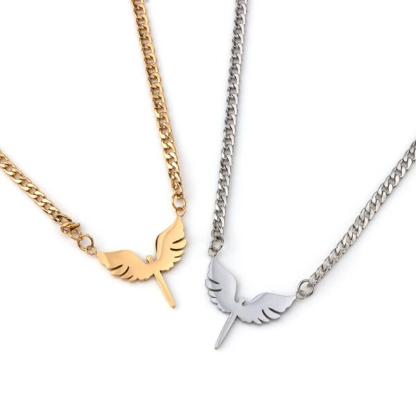 Colar em aço com pendente Fénix dourado ou prateado