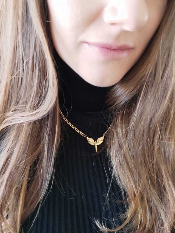 Look Colar em aço com pendente Fénix dourado ou prateado