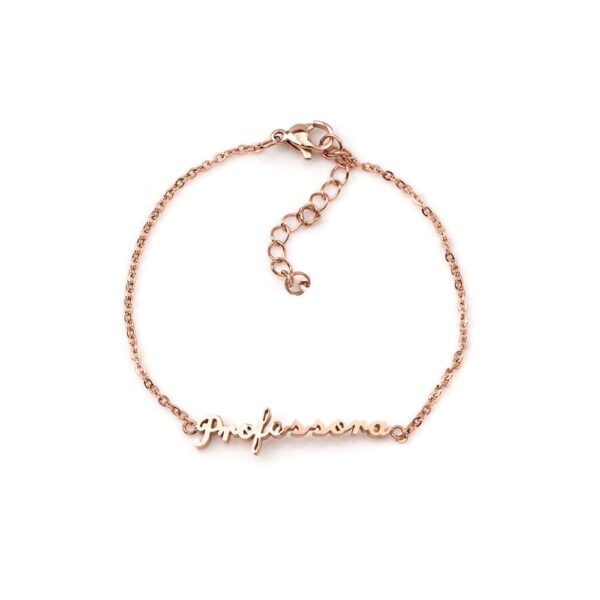 Pulseira em aço com palavra "Professora"