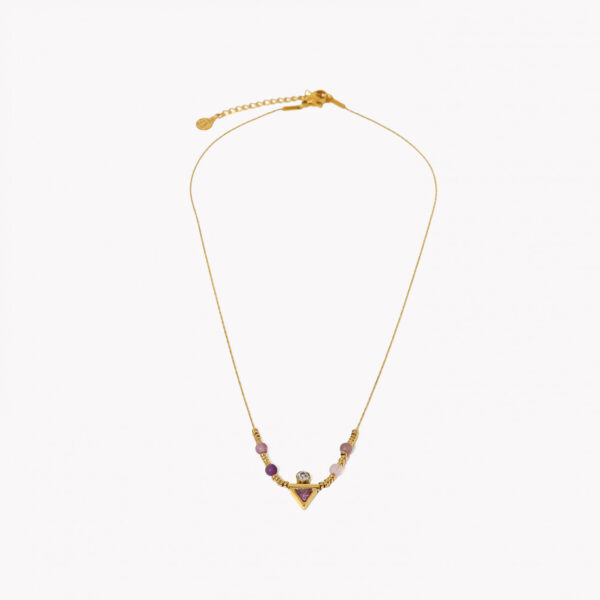 Colar em aço com missangas e brilhantes