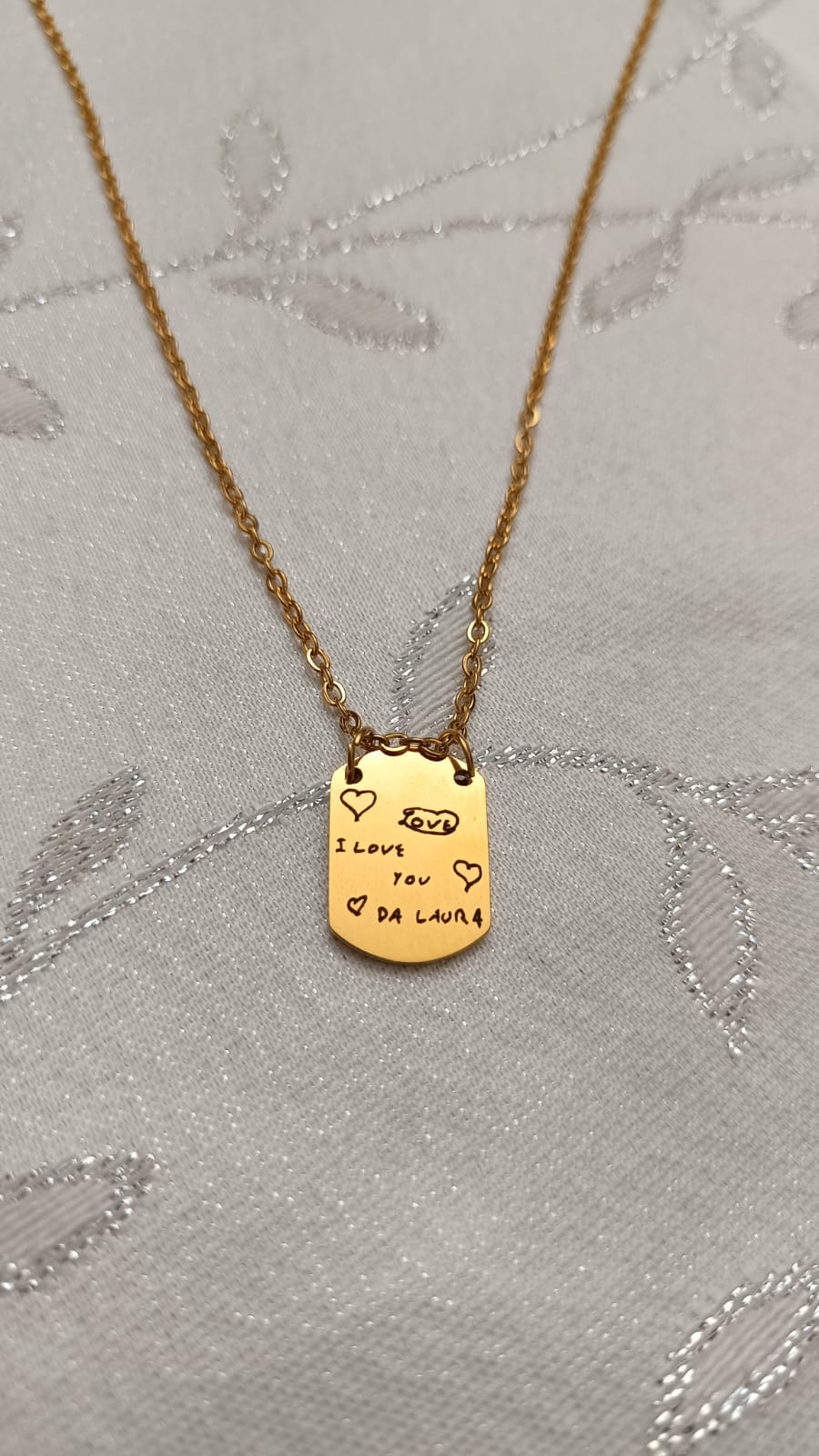 Colar em aço com medalha retangular personalizada com gravação